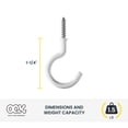 thumbnail image 2 of Ook Cup Hooks, 1-1/4", 1 lbs, Screw Hooks, Steel, White Vinyl, 40 pack, 2 of 12