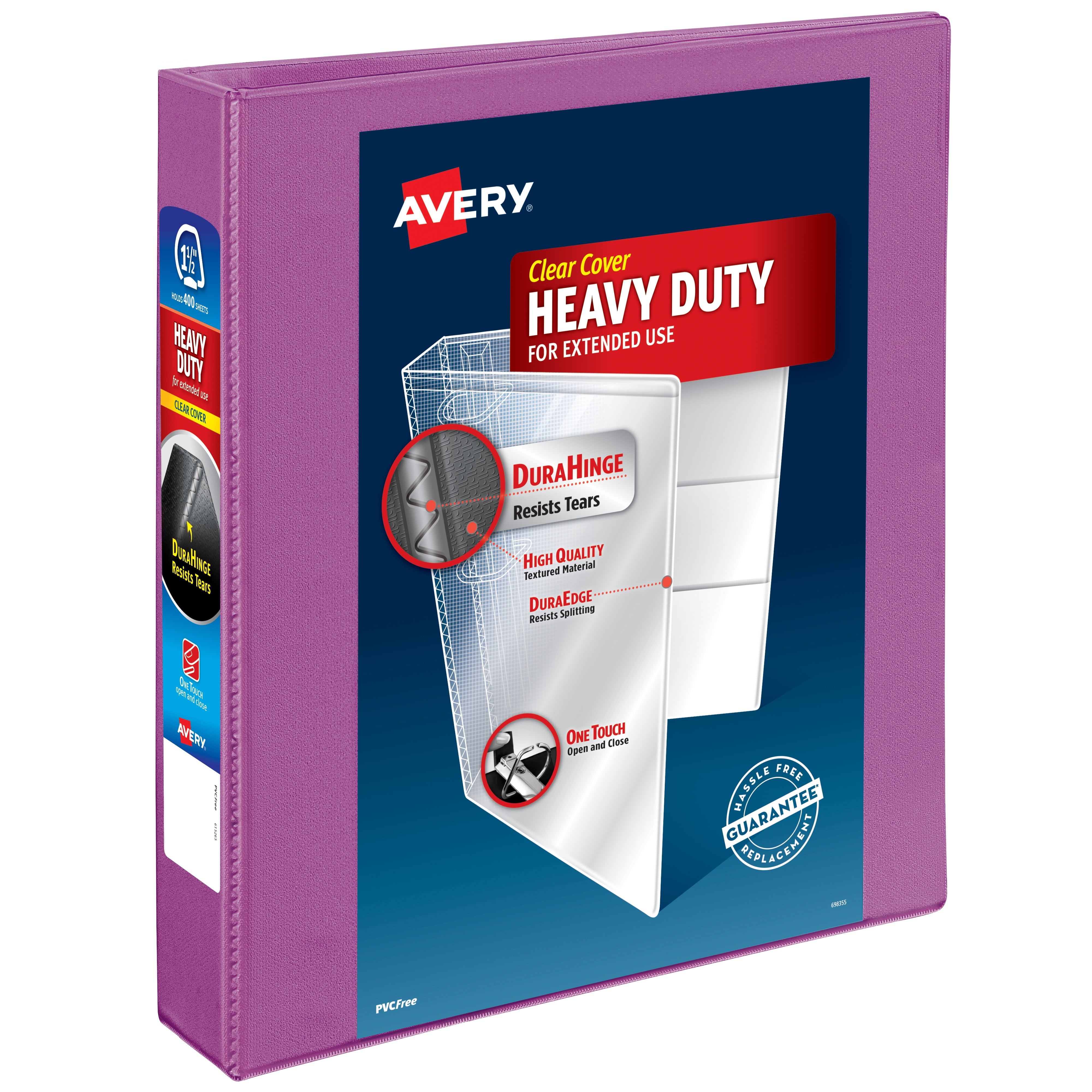 Avery Heavy-Duty View Binders, Orchid, 1.5' Slant Rings, Holds 375 Sheets (79273)