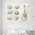 thumbnail image 1 of Guitar Tapestry, Sketch Art Style Instrument and Chords Acoustic Flamenco Technique Skill Talent, Wall Hanging for Bedroom Living Room Dorm Decor, 80W X 60L Inches, Cream Brown, by Ambesonne, 1 of 2