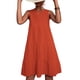 thumbnail image 1 of Vestido con gradas con cuello redondo para mujer, vestido sin mangas con dobladillo suelto, informal, elegante, liso, para fiesta, vida diaria, naranja S, 1 of 6