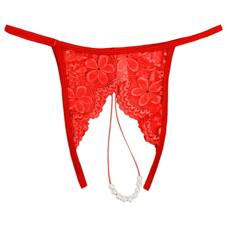 Women Fashion Panties Soft Tassel Mesh Pearl-Out Crochet Lace Panty G String Lingerie Dailywear Comfy Lightweight Briefs No Show Breathable Stretch Thong Underpants