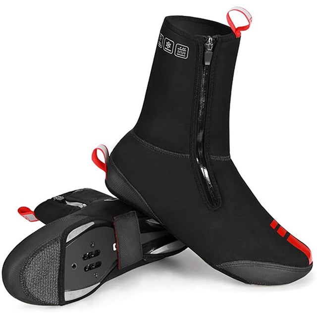 1 par de chanclos de bicicleta unisex, chanclos cálidos para ciclismo, protección contra el frío de invierno, chanclos térmicos con cremallera para ciclismo Adepaton LN-2438-1