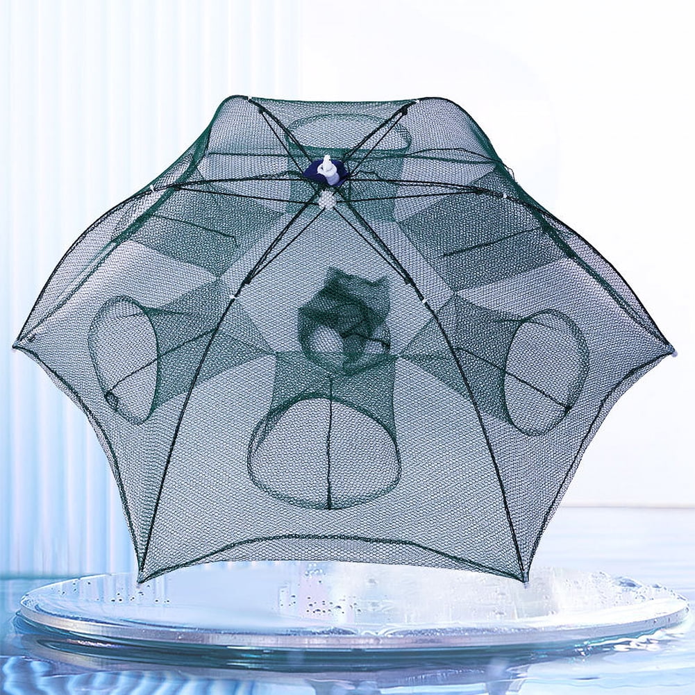 JIELALA Collapsible Crawfish Trap, Six Entry Umbrella Minnow Cast Net