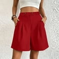 thumbnail image 2 of Yutgune Womens Cotton Casual Bermuda Shorts Elastic Waist Lightweight Summer Lounge Beach Shorts with Pockets, 2 of 7