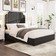 thumbnail image 2 of Queen Bed Frame with 59.06" Tall Headboard, Upholstered Platform Bed with Golden Plating Trim and Storage Drawers,Modern Platform Bed Frame with Wood Slats Support, No Box Spring Needed, 2 of 7