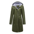 thumbnail image 2 of Vedolay Raincoat for Women Zip Up Outdoor Hooded Travel Windbreaker Army Green,L, 2 of 5