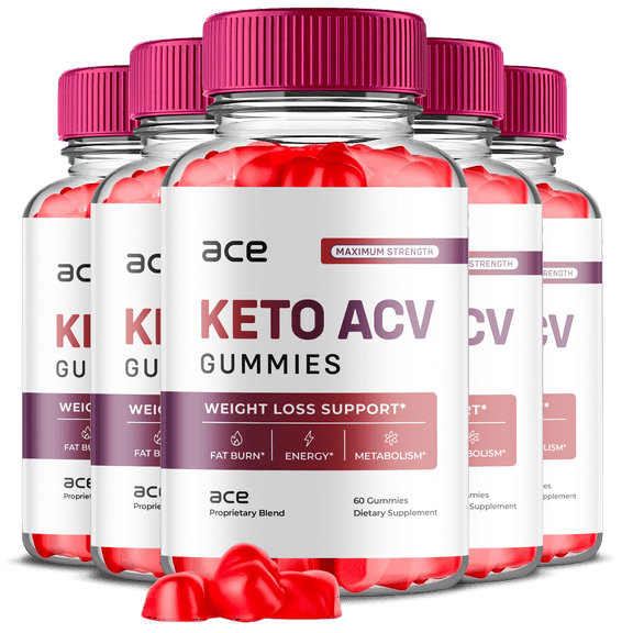 (5 Pack) Ace Keto ACV Gummies - Energy & Focus Boosting Dietary Supplements for Weight Management & Metabolism - Fat Burn - 300 Gummies