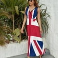 thumbnail image 6 of Flag of The United Kingdom Womens Night Club Maxi Dress V Neck Sleeveless Bohemia Long Dresses, 6 of 9
