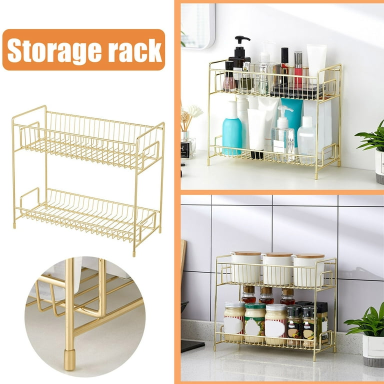 Camping Storage Ideas 2-Tier Cabinet Storage Rack, Suitable For  Kitchen/Bathroom Countertop Storage Zipper Bags for Clothes 