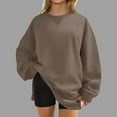 thumbnail image 2 of Olyvenn Womens Plus Size Sweatshirts Crew Neck Long Sleeve Shirts Casual Loose Side Split Fall Outfits Y2K Pullover Clothes Coffee L, 2 of 6