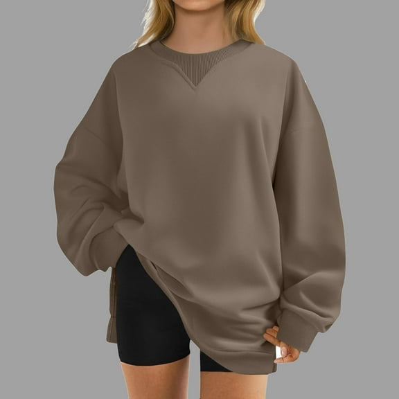 FDGIU Women's 2025 Plus Size Sweatshirts - Oversized Crewneck Pullover, Long Sleeve Loose Fit Tunic Sweatshirts for Fall Comfy Outfits