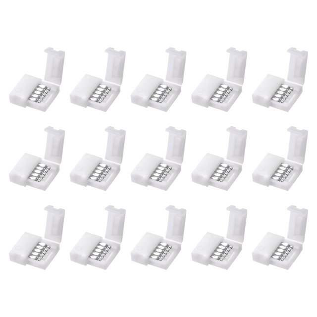 Conector de tira LED Uxcell de 10 mm 5P sin soldadura para luz de tira RGBW 5050 3528 15 piezas