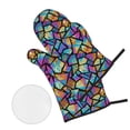 thumbnail image 2 of Oven Mitts and Pot Holders 4 Piece, Colored Glass1 High Heat Slip Resistant Oven Mitt and Trivets Set Kitchen Oven Glove Pot Holders for Cooking Baking Grilling, 2 of 7
