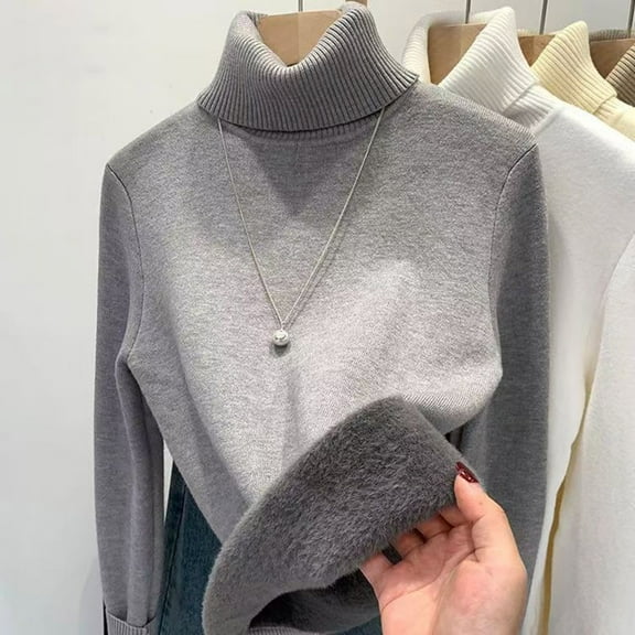 FDGIU ‌‌‌‌‌‌‌Women's Sweater Wool Blend - Basic Slim Fall Winter Knitted Pullover Long Sleeve