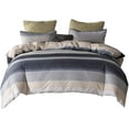 thumbnail image 2 of 3 Pcs Queen Boho Duvet Cover Set, Grey Striped Bohemian Soft Lightweight Microfiber Comforter Cover Bedding Set, 2 of 6