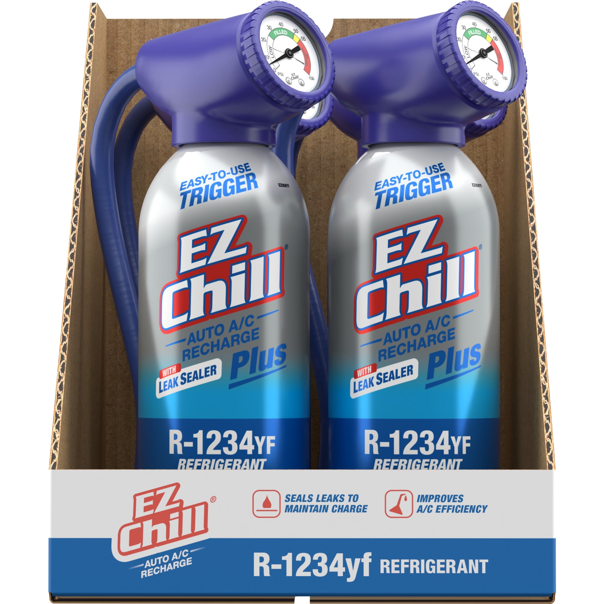 EZ Chill R-1234YF Refrigerant Plus Leak Sealer Car A/C Recharge