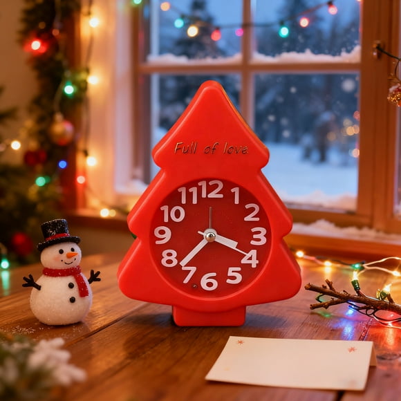 Reloj De Plástico Reloj De Navidad De Plástico Rojo De 14.5x10.9cm Con Pantalla Digital Y Alarma Silenciosa Para Escritorio, Mesita De Noche O Decoración Navideña (1 Unidad) Rkxzt