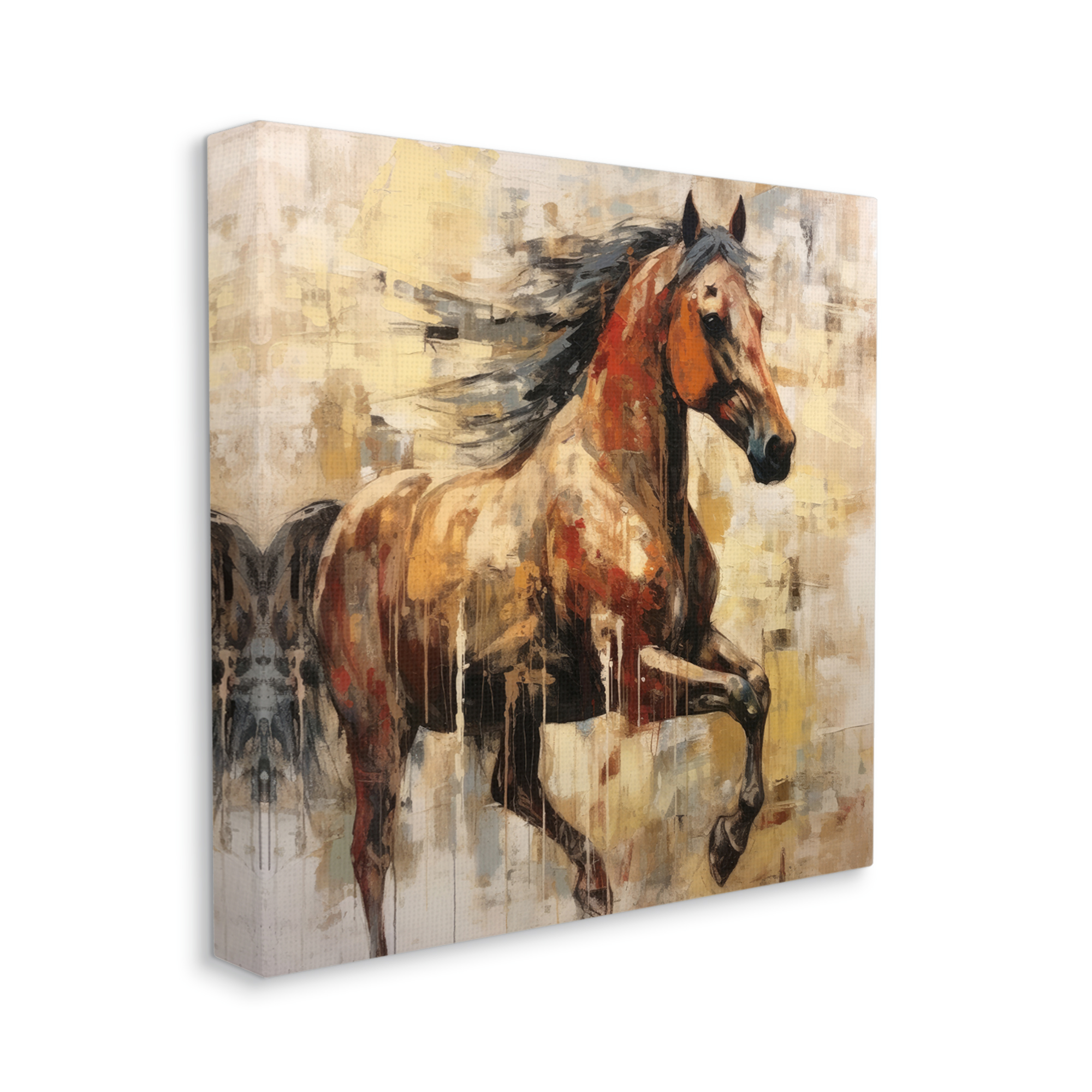 Stupell Industries Modern Brown Horse Animals & Insects Painting Gallery Wrapped Canvas Art Print Wall Art, 17 x 17