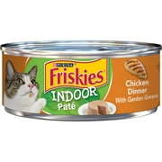 (24 Pack) Friskies Indoor Pate Wet Cat Food, Indoor Chicken Dinner With Garden Greens, 5.5 oz. Cans