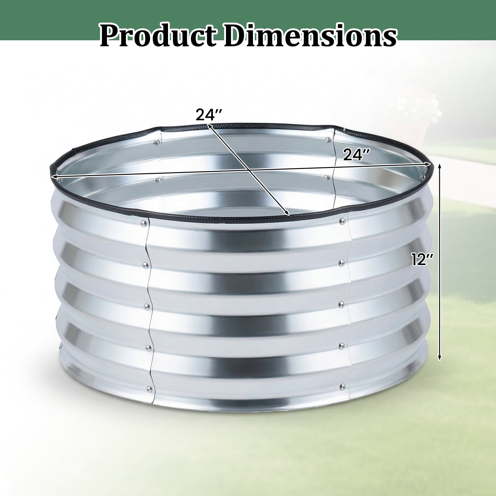 Costway 2 Pack Galvanized Raised Garden Bed Kit with Open-Ended Base for Vegetables Flowers