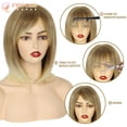 thumbnail image 3 of Phocas 12" Bob Wig for Women Blonde Short Wig with Bangs Straight Wigs Natural Looking for Daily Use, 3 of 9