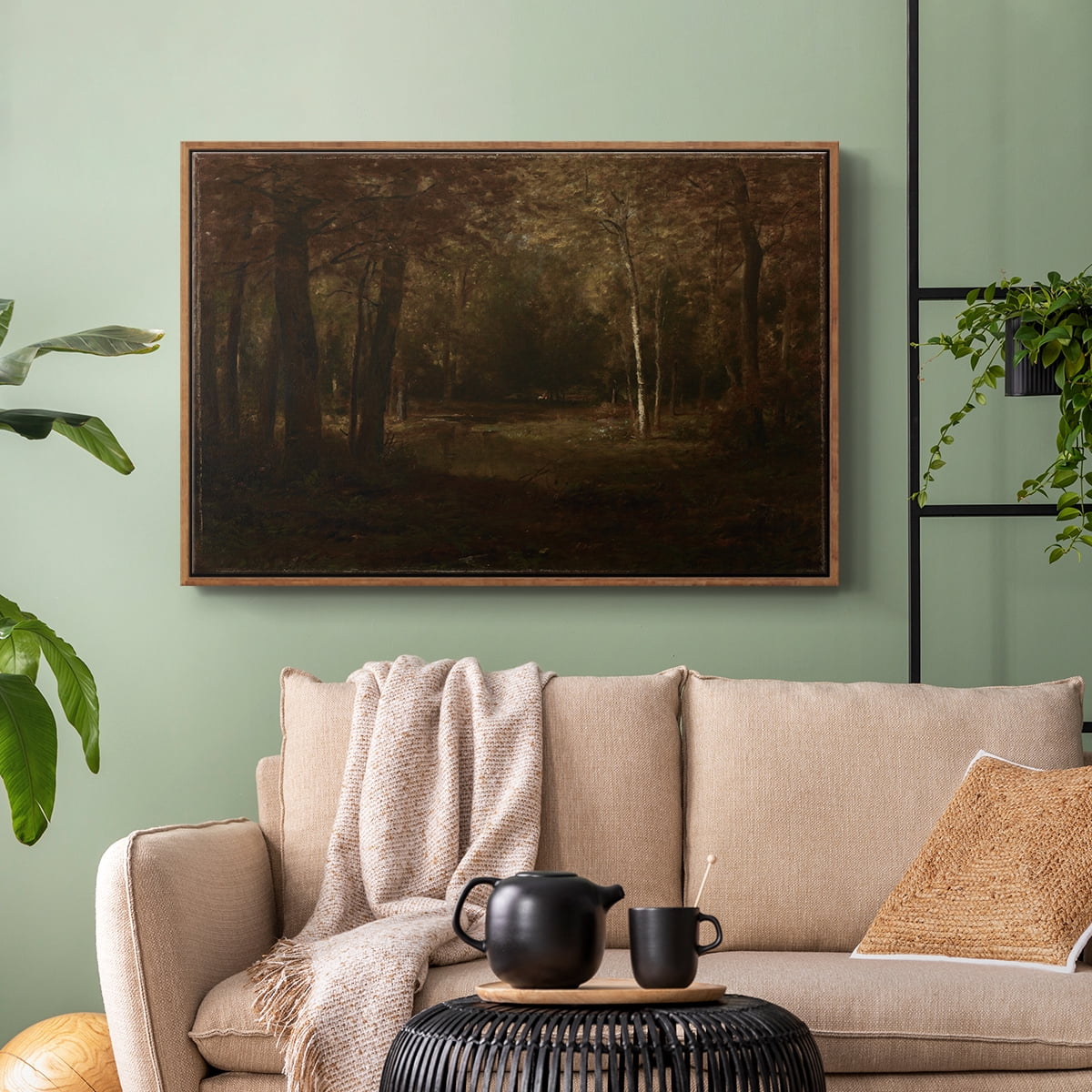 Vintage Landscape-CCCXVII By Wexford Home Framed in Walnut Wood Gallery Wrapped Canvas 27 in. x 41 in.