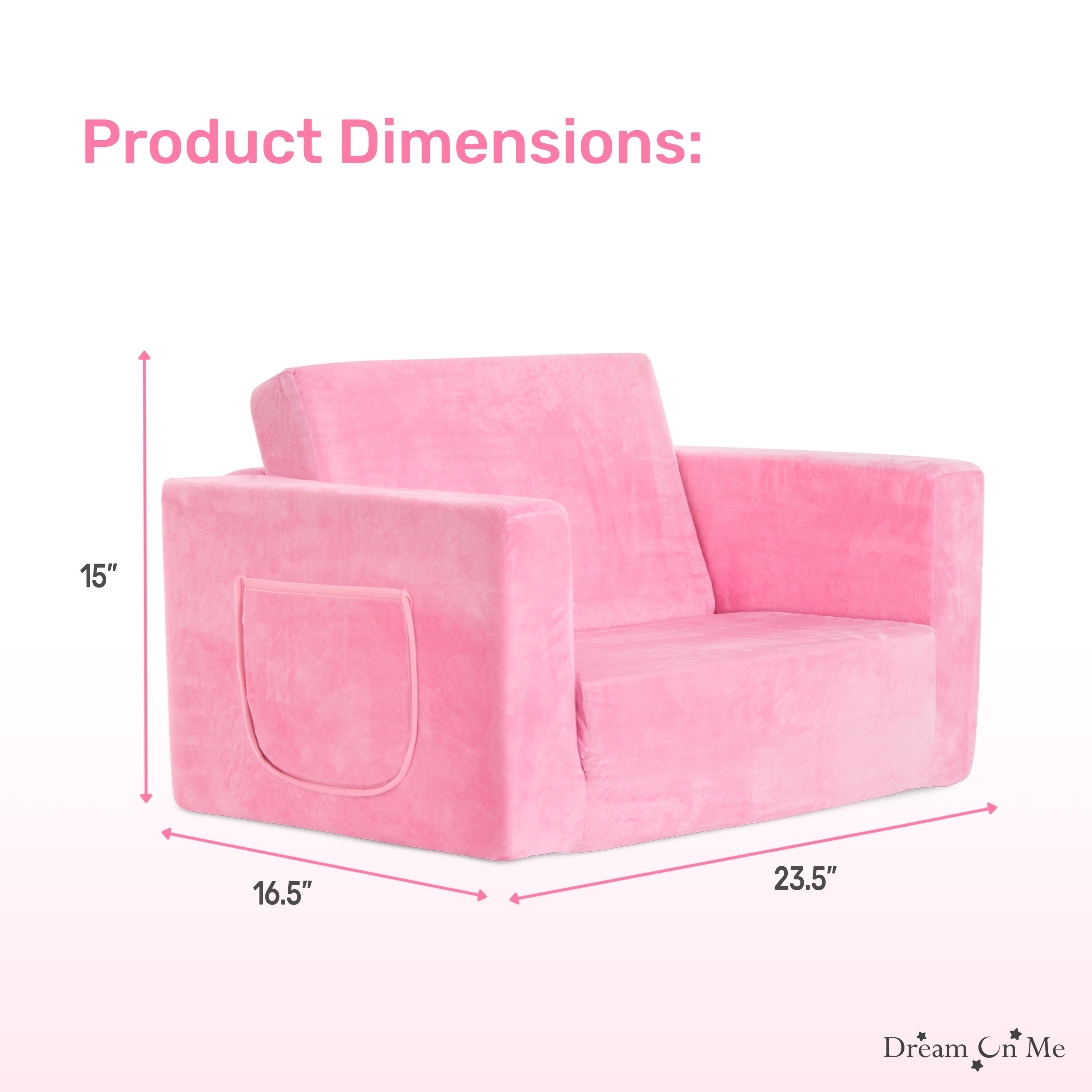 Dream On Me Nestle Kids Single Flip Out Sofa, Pink