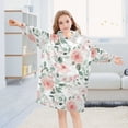 thumbnail image 5 of Dailycode Wearable Blanket Hoodie Oversized Sherpa Flannel Blankets with Pocket for 3-14 Year Old Soft Pink Watercolor Floral, 5 of 7