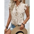 thumbnail image 4 of Women'S Tank Pullover Ruffle Jacquard Short Sleeve Blouse Elegant Casual Summer Top Color L, 4 of 9