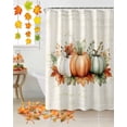 thumbnail image 5 of Thanksgiving Green Orange Pumpkin Shower Curtains for Bathroom, Leaf Vintage Text Texture Waterproof Fabric Shower Curtain for Bathroom Bathtub Decoration, Machine Washable, 54x"78", 5 of 9