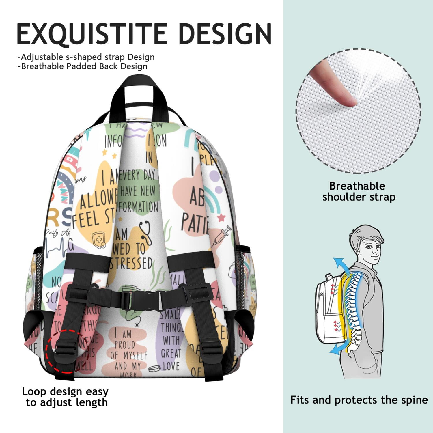 Nursing Backpack for Teens - Waterproof & Breathable Nurse Life Backpack with Adjustable Straps & Multiple Pockets
