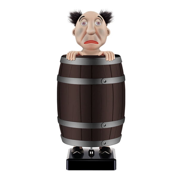 Dispensador de cigarrillos divertido, caja de cigarrillos de rebote automático de broma, viejo extraño en el barril de madera, figuras de caja de cigarrillos, estatua para fiesta de Navidad,