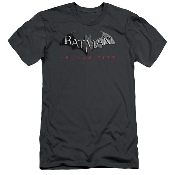 Batman Arkham City Logo S/S Adult 30/1 T-Shirt Charcoal