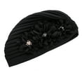 thumbnail image 4 of SPRING PARK 10 Colors Women Adult Elegant 3 Flower Decal Design Turban Hat Muslim Elastic Hijab Cap Hair Soft Loss Cover Headwear, 4 of 7