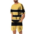 thumbnail image 2 of NTACZA Crew Neck 2 Pieces Shorts Set Men Striped Short Sleeve Tracksuits Breathable Men's Athletic Sweatsuits 3XL, 2 of 7