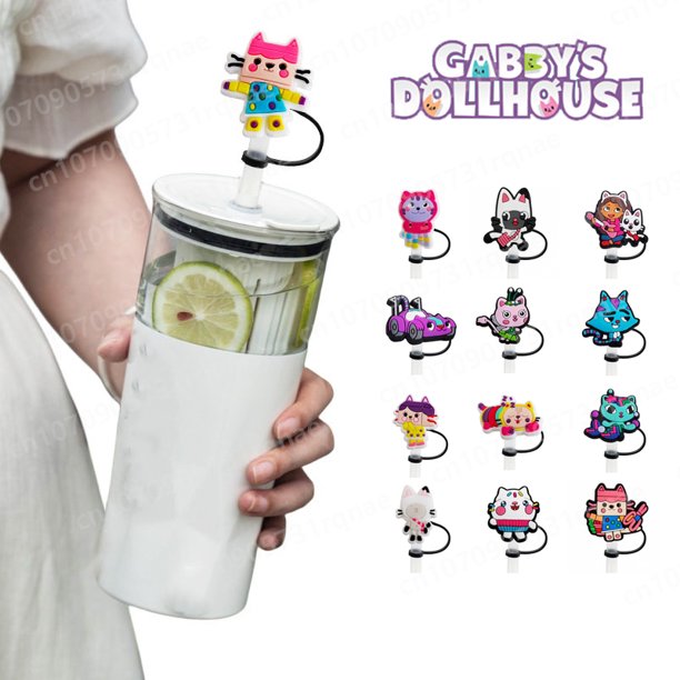 Gorra de paja de la serie periférica de la casa de muñecas del Anime Gabby, manga de silicona, se puede reutilizar, accesorios creativos para beber