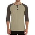 thumbnail image 2 of DDAPJ pyju Henley Shirts for Men Raglan 3/4 Sleeve Baseball T-Shirts Casual Athletic Tee Tops Khaki M, 2 of 6