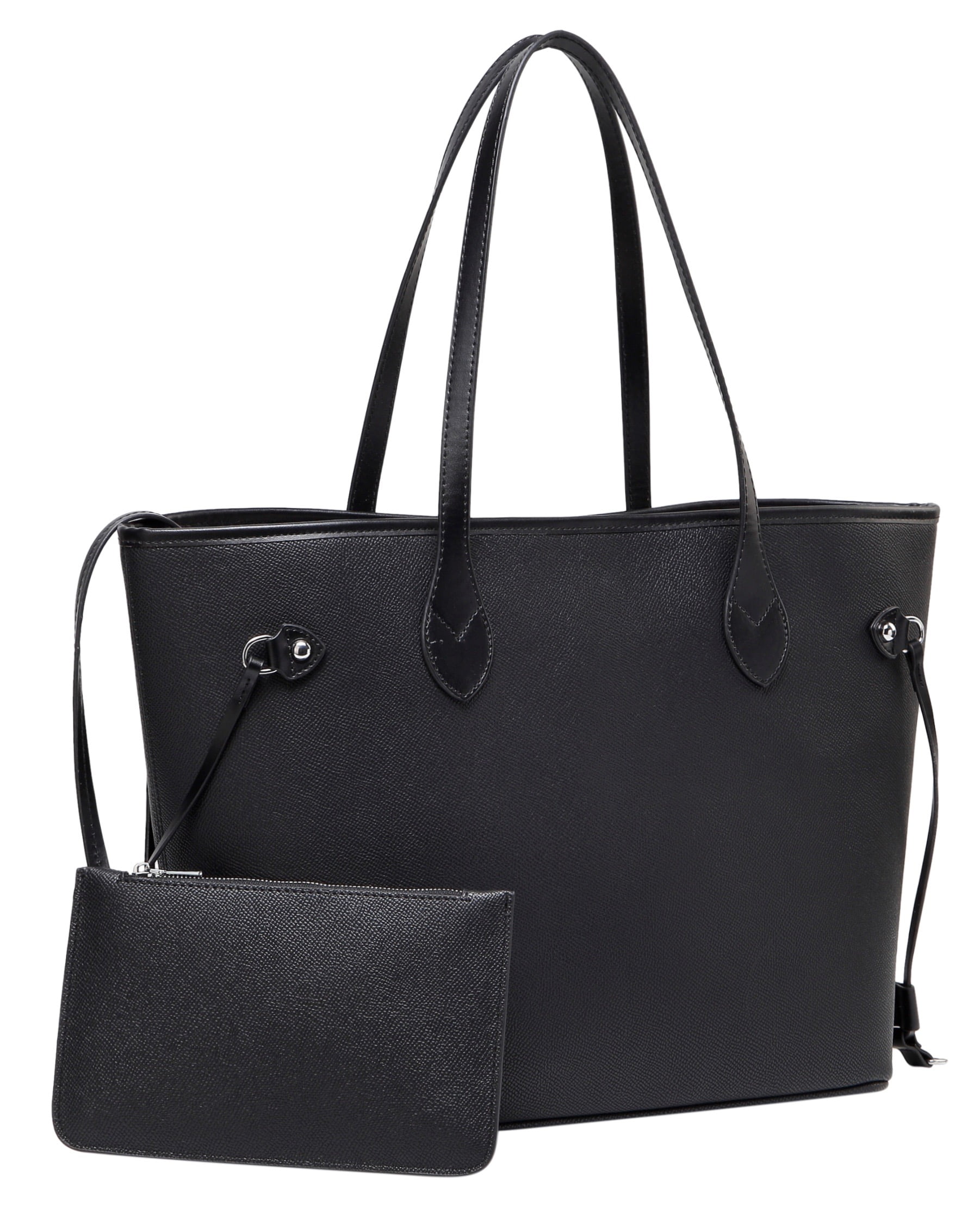 Daisy Rose - Daisy Rose Tote Shoulder Bag with inner pouch - PU Vegan Leather-BLACK - Walmart ...