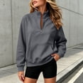 thumbnail image 6 of TZZQ Women Quarter Zip Pullover Sweatshirt Oversized Loose Fit Athletic Sweatshirt Casual Fashion Stand Collar Long Sleeve Pullover Hoodie Comfy Trendy Plus Size Relaxed Fit Sports Shirts Grey S, 6 of 8