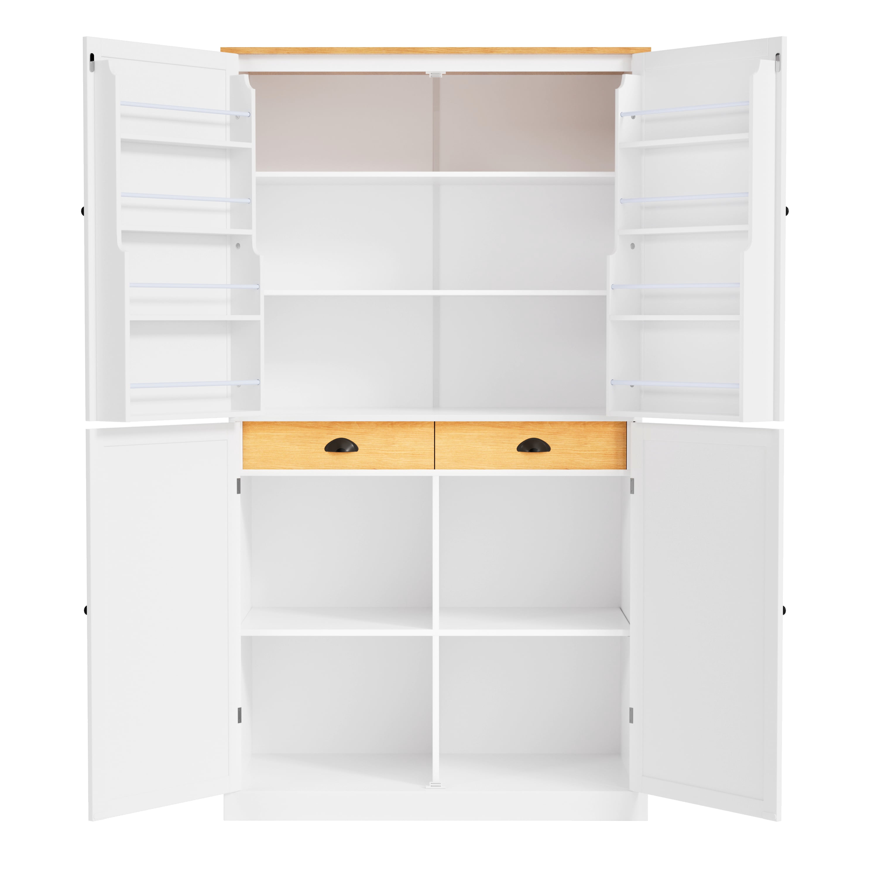 Harper & Bright Designs Farmhouse Kitchen Pantry Door Shelves, Freestanding Tall Cupboard Storage Cabinet with 3 Adjustable Shelves and 3 Drawers for Dining Room Kitchen, Gray