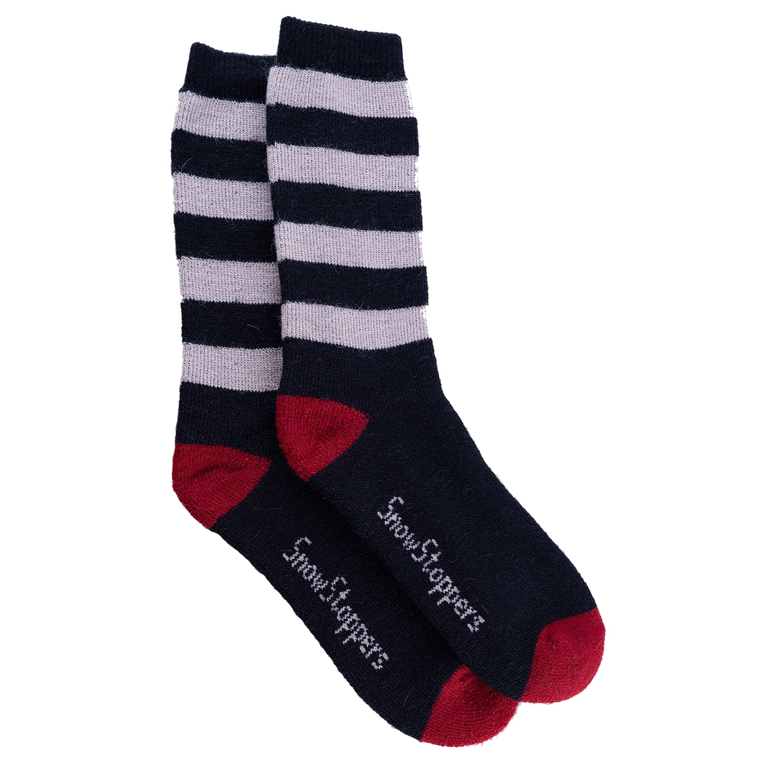 SnowStoppers Alpaca Socks for Kids, Medium, Black / White Striped, 12-3 ...