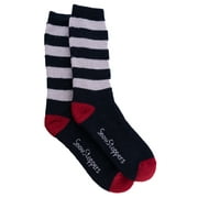 SnowStoppers Alpaca Socks for Kids, Medium, Black / White Striped, 12-3