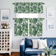 thumbnail image 2 of Monstera Kitchen Curtains Valances and Tiers Set of 3 Summer Green Leaf Tier Curtains and Valance with Rod Pocket for Small Windows, 27.5"x36", 2 of 9