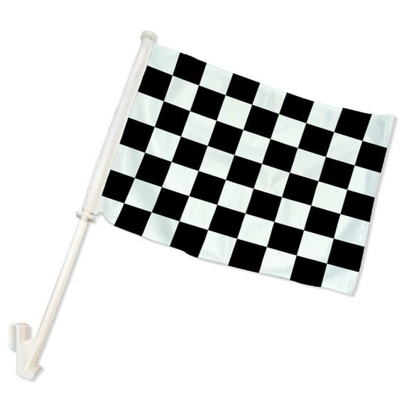 Black & White Checkered Double-Sided Car Flag