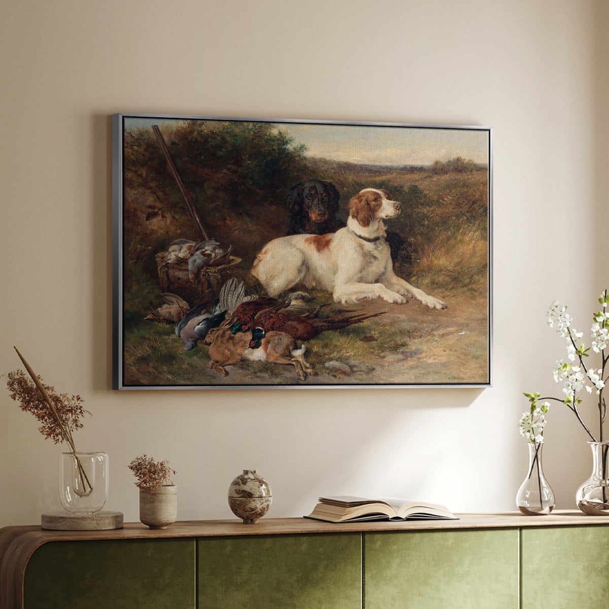 Vintage Animal Print-XIV By Wexford Home Framed in Silver Wood Gallery Wrapped Canvas 27 in. x 41 in.