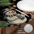 thumbnail image 3 of Black Christmas Round Tablecloth, Fitted Table Cover with Elastic for 55"-60" Round Tables, Xmas Tree Gingerbread Snowman Winter Table Cloth Outdoor Indoor Dinning Party Waterproof Tablecloths, 3 of 7
