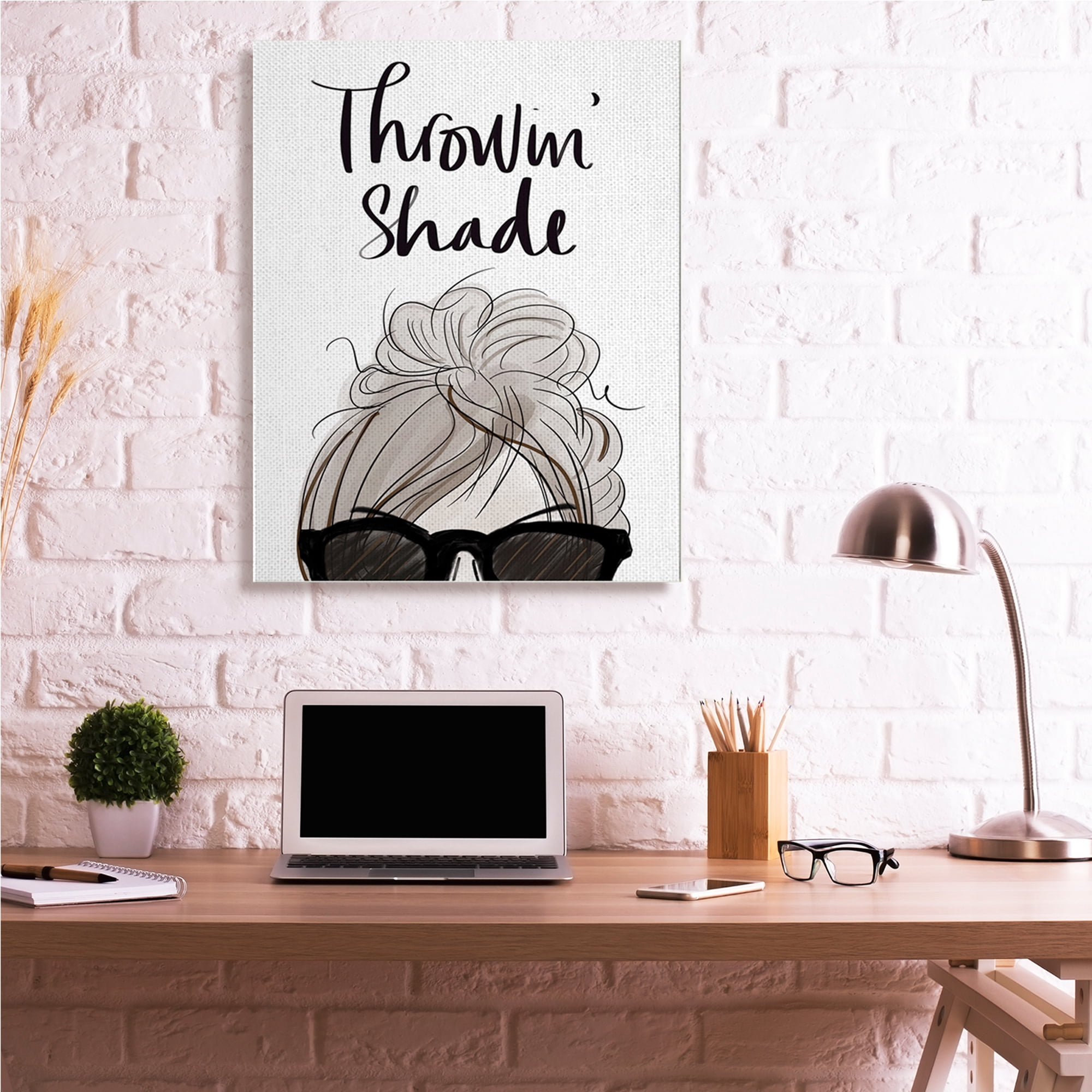 Industries Throwing' Shade Phrase Woman in Sunglasses 36 in x 48 in Painting Canvas Art Print, by Stupell Home Décor