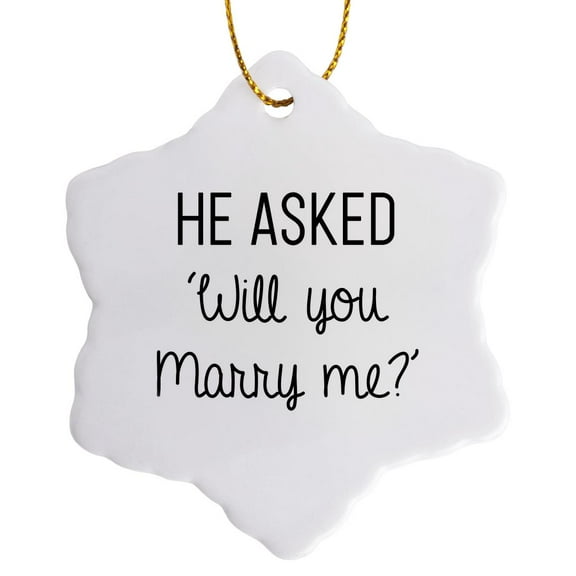 3drose, Bachelorette Party Bride T Shirt Tank Top Miami He Asked Will You Marry Me, 3 inch Snowflake Porcelain Ornament