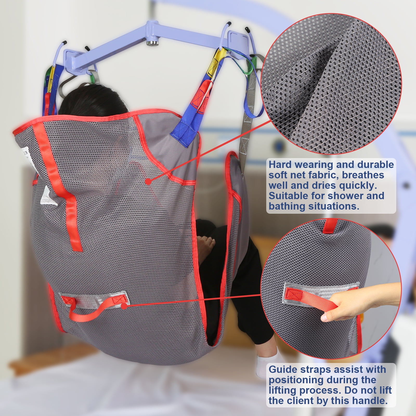 EZ Assistive Universal Full Body Patient Lift Sling, Mesh Fabric Transfer Sling for Bathing, 500 lb Weight Capacity