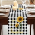 thumbnail image 3 of Table Runners 72 Inches Long Dress Scarves, Sunflowers Farmhouse Kitchen/Dining Table Runner, Coffee Tablerunners, Spring Summer Bees Floral Black Plaid 18x72 Inch, 3 of 9